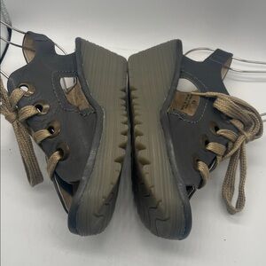 Fly London Leather Gray Wedge Sandals EUC Sz US 9 - EU 40